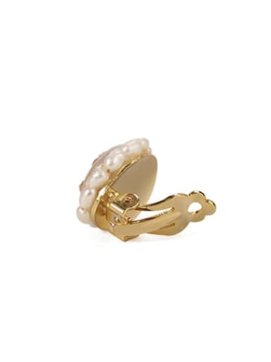 Brass Freshwater Pearl Flower Vintage Clip Earring