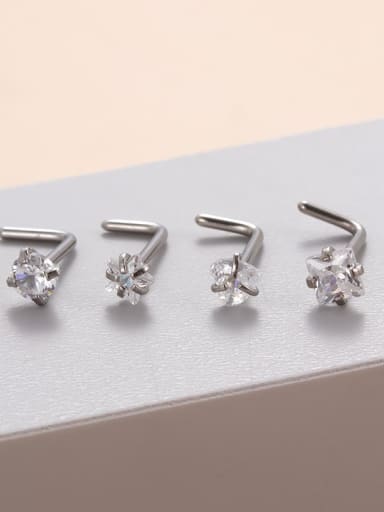 Stainless steel Cubic Zirconia Pentagram Heart Minimalist Nose Studs