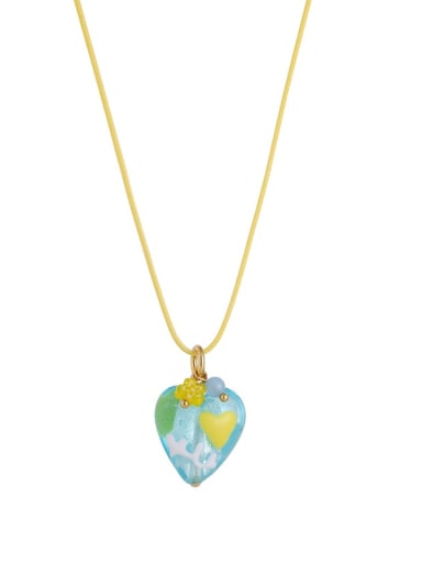 Brass Enamel Heart Cute Necklace