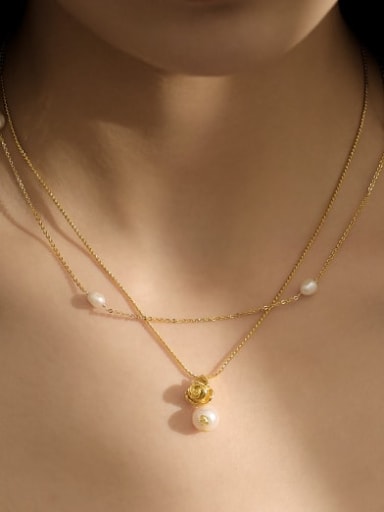 Brass Imitation Pearl Irregular Minimalist Necklace