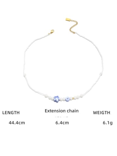 Titanium Steel Glass beads Flower Bohemia Necklace