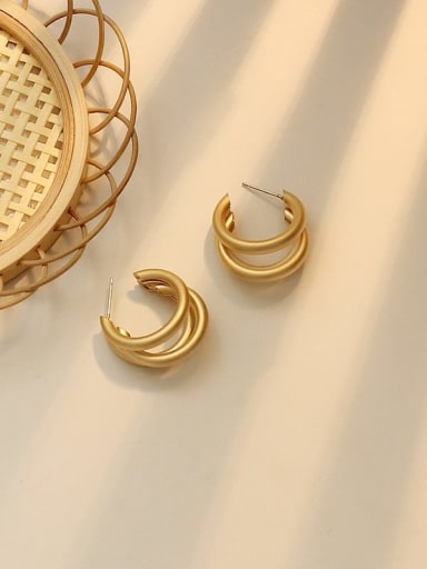 Copper Smooth Round Minimalist Stud Trend Korean Fashion Earring