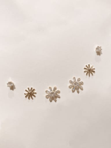 Brass Cubic Zirconia Sunflower Set Minimalist Stud Earring