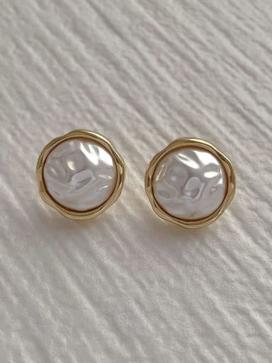 M99 round Brass Imitation Pearl Geometric Minimalist Stud Earring