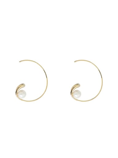 Copper Imitation Pearl Geometric Minimalist Hoop Trend Korean Fashion Earring