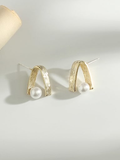gold Copper Imitation Pearl Irregular Minimalist Stud Trend Korean Fashion Earring