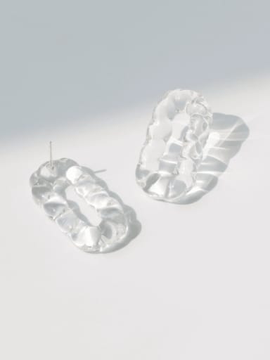 Hand Glass Clear Rectangle Minimalist Stud Earring