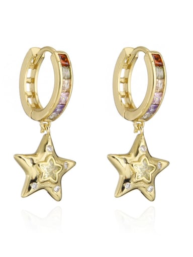 41225 Brass Cubic Zirconia Star Vintage Huggie Earring