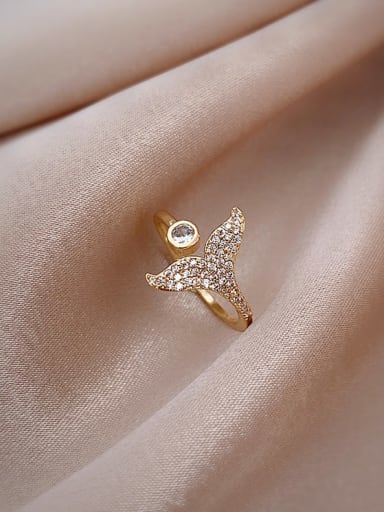 Copper Cubic Zirconia White Fish Trend Band Ring/Free Size Ring