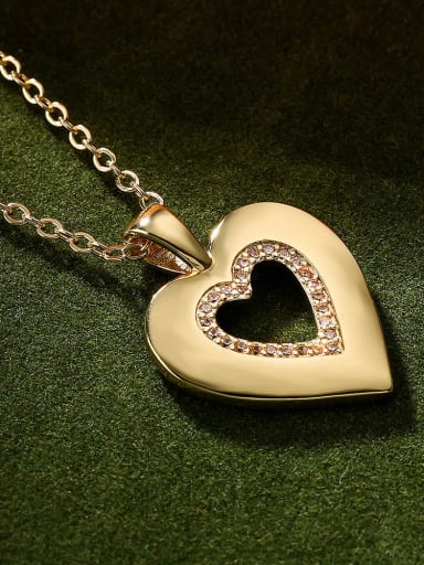 22926 Brass Cubic Zirconia Heart Minimalist Necklace