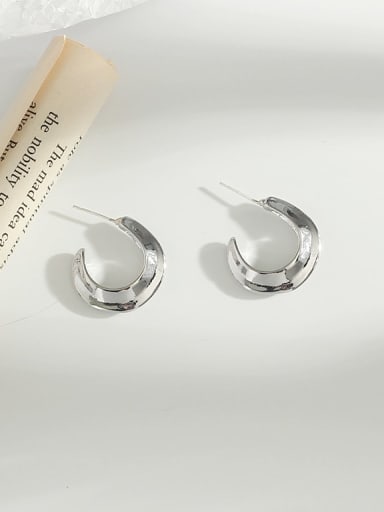 white k Copper Round Minimalist Hoop Trend Korean Fashion Earring