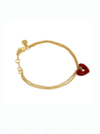 Brass Enamel Heart Vintage Strand Bracelet