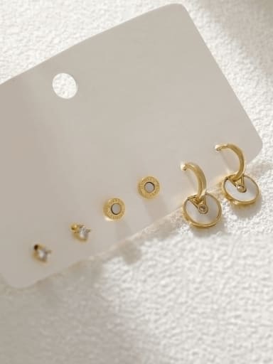 Brass Shell Geometric Minimalist Stud Earring