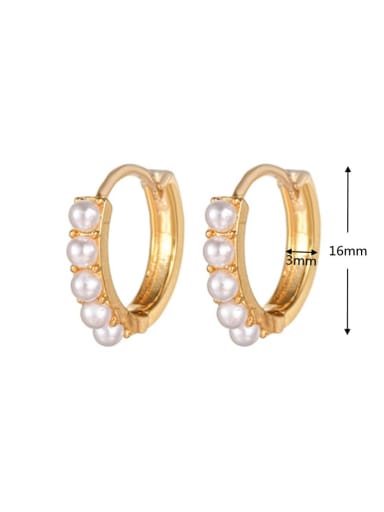 756 gold Brass Imitation Pearl Round Minimalist Huggie Earring