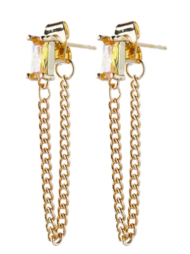 Brass Cubic Zirconia Tassel Vintage Threader Earring