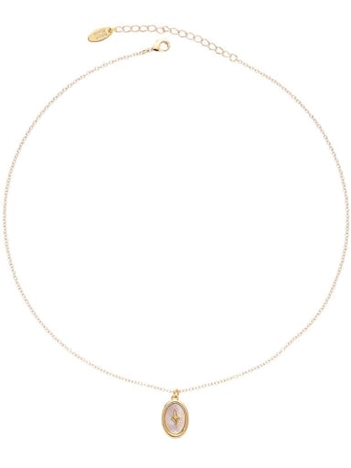 White Shell Necklace Brass Shell Geometric Minimalist Necklace