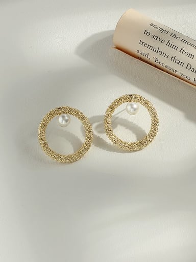 Copper Imitation Pearl Minimalist Round  Stud Trend Korean Fashion Earring