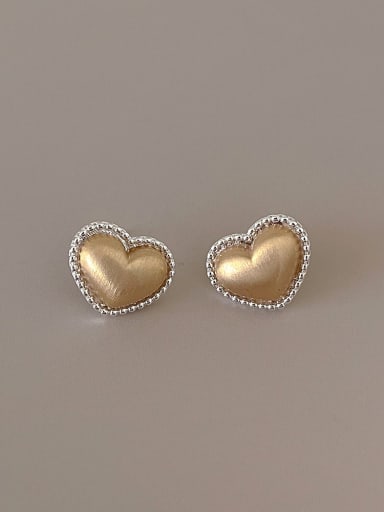 Gold Love Earrings Brass Heart Vintage Stud Earring