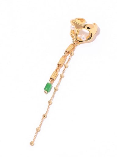 Brass Imitation Pearl Tassel Trend Single Earring