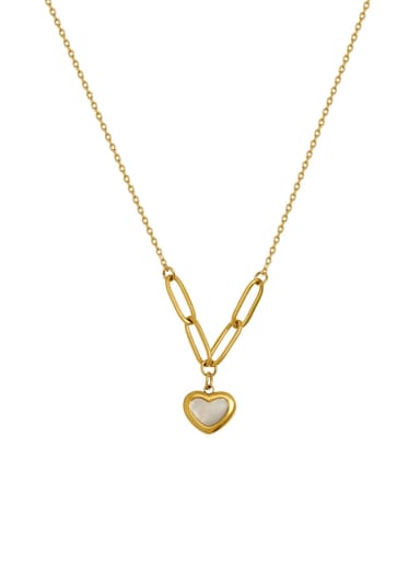 Brass Shell Heart Minimalist  Pendant Trend Korean Fashion Necklace