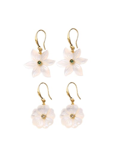 Brass Shell  Minimalist Flower Earring and Necklace Set
