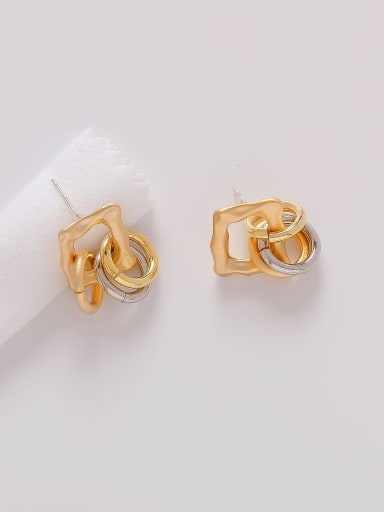 Brass Hollow  Geometric Minimalist Huggie Earring