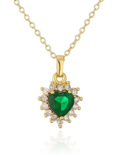 21988 Brass Cubic Zirconia Heart Vintage Necklace