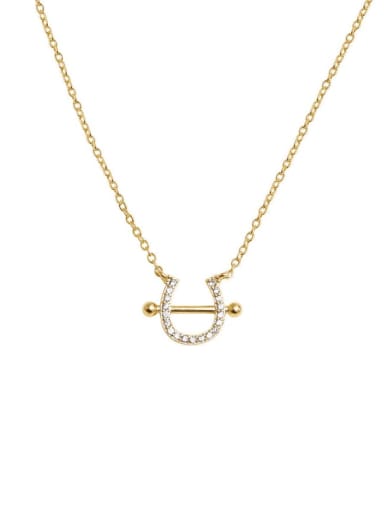 Brass Cubic Zirconia Geometric Minimalist Trend Korean Fashion Necklace