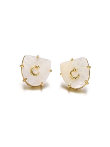U-shaped earrings Brass Shell Geometric Minimalist Stud Earring
