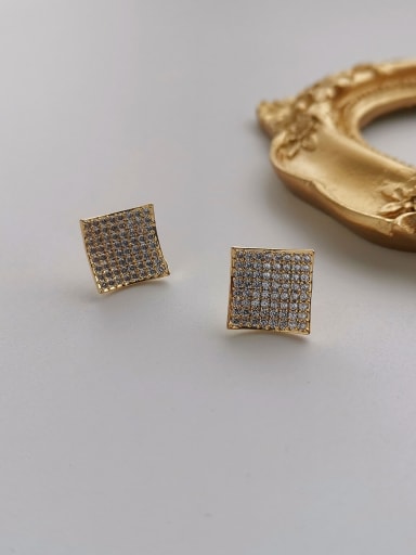 Copper Rhinestone Minimalist Geometric  Stud Trend Korean Fashion Earring