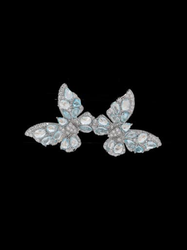Brass Cubic Zirconia Butterfly Luxury Cluster Earring