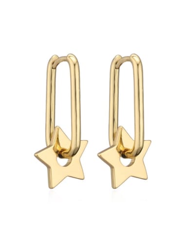 Brass Cubic Zirconia Five-pointed starVintage Huggie Earring