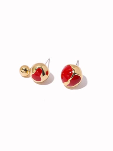 Brass Enamel Ball Minimalist Stud Earring