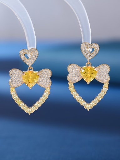 1 Brass Cubic Zirconia Multi Color Heart Luxury Cluster Earring