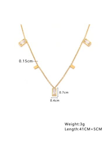 N385 Gold Necklace Stainless steel Cubic Zirconia Minimalist Geometric Bracelet and Necklace Set