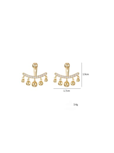 Gold E033 Brass Cubic Zirconia Tassel Dainty Stud Earring