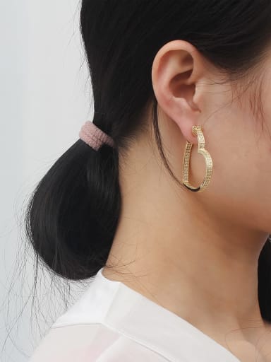 Copper Rhinestone Heart Minimalist Stud Trend Korean Fashion Earring
