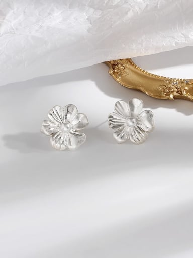 Copper Imitation Pearl Flower Vintage Stud Trend Korean Fashion Earring