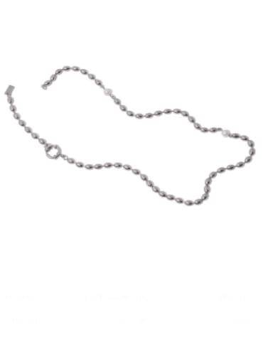 Brass Bead Oval Minimalist Beaded Necklace