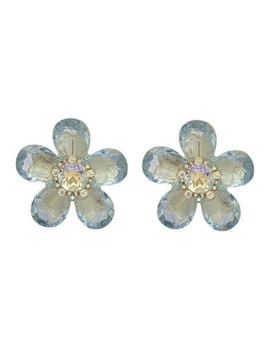 blue Zinc Alloy Resin Flower Luxury Stud Earring