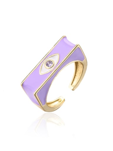 Brass Enamel Geometric Evil Eye Trend Band Ring