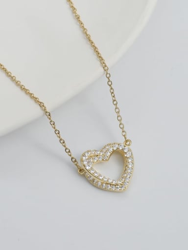 Gold xl63935 Brass Cubic Zirconia Heart Minimalist Necklace