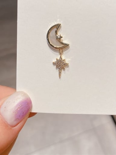 Copper Alloy Shell Zircon Star Dainty Stud Earring