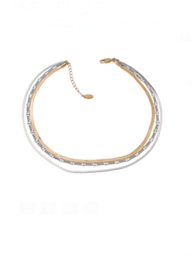 Brass Vintage  Snake bone chain Multi Strand Necklace
