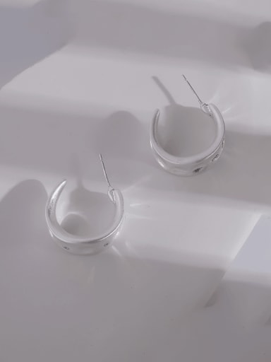 White K Brass Geometric Minimalist Stud Earring