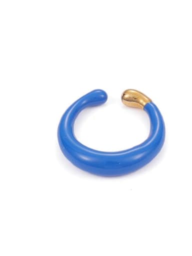 Blue ring Brass Enamel Geometric Minimalist Band Ring