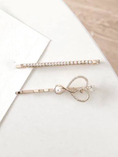 custom Brass Trend   Imitation Pearl Heart Hair Pin