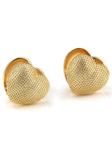 Brass Heart  Cubic Zirconia  Dainty Stud Earring