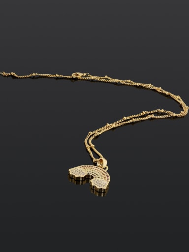Brass Cubic Zirconia Rainbow Vintage Necklace