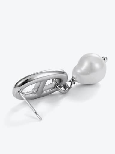 Titanium Steel Imitation Pearl Geometric Minimalist Drop Earring